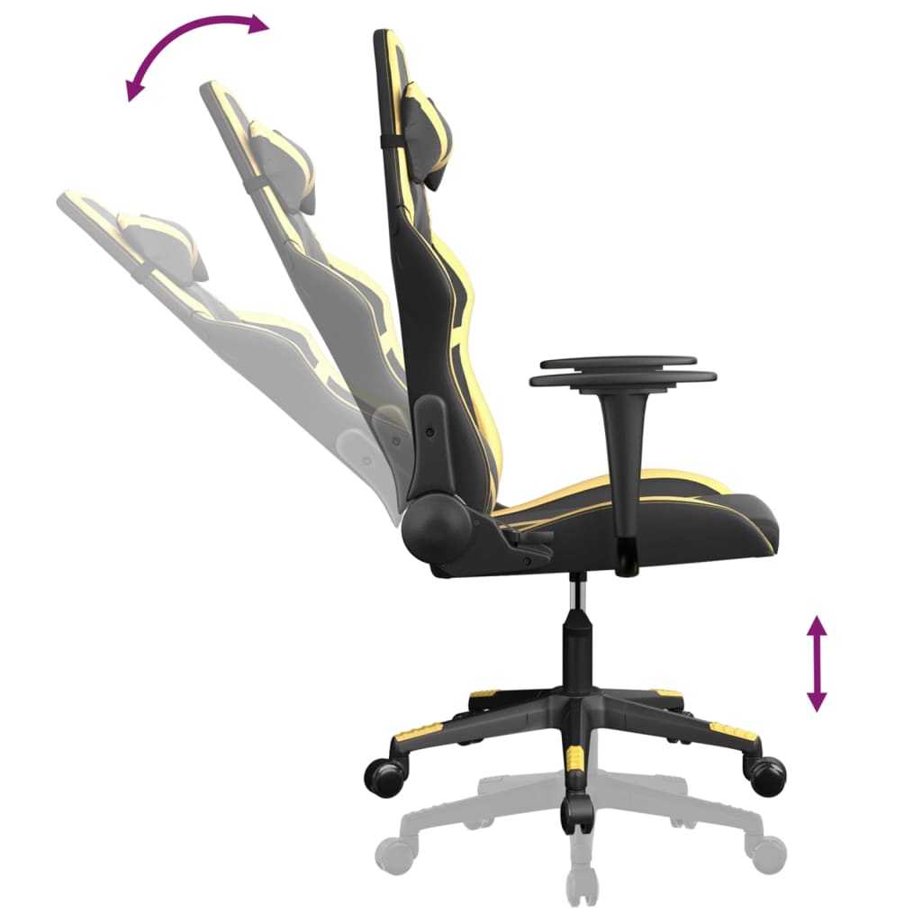 Gaming chair, black and gold, eco-leather