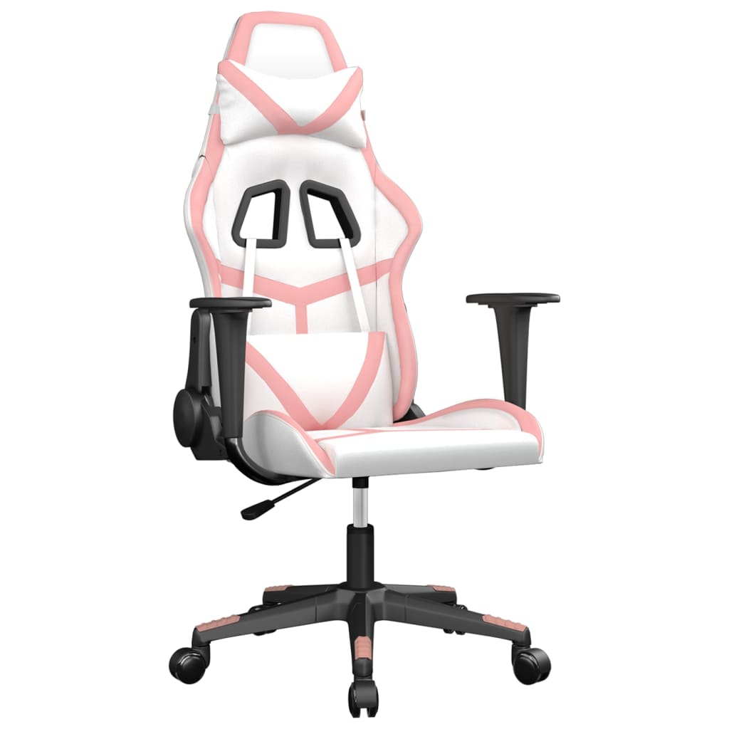 Gaming chair, white and pink, eco-leather