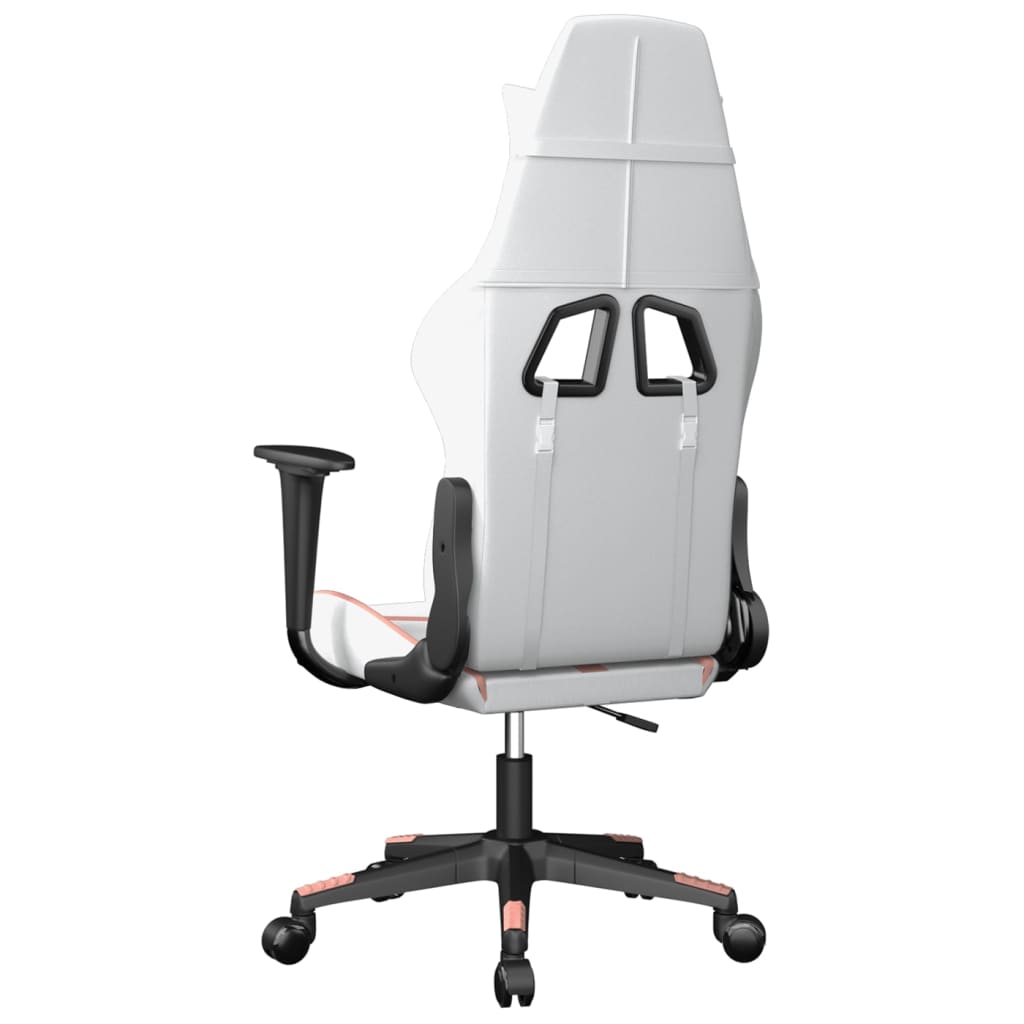 Gaming chair, white and pink, eco-leather