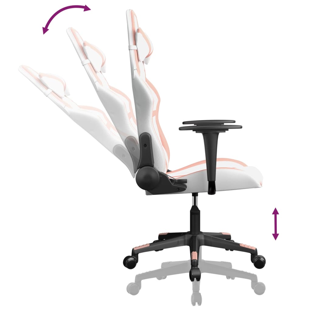 Gaming chair, white and pink, eco-leather