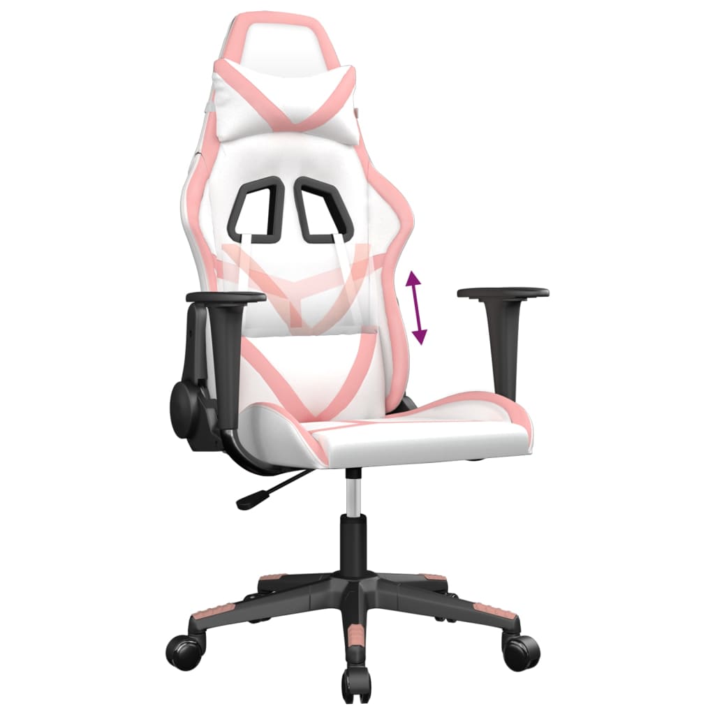 Gaming chair, white and pink, eco-leather