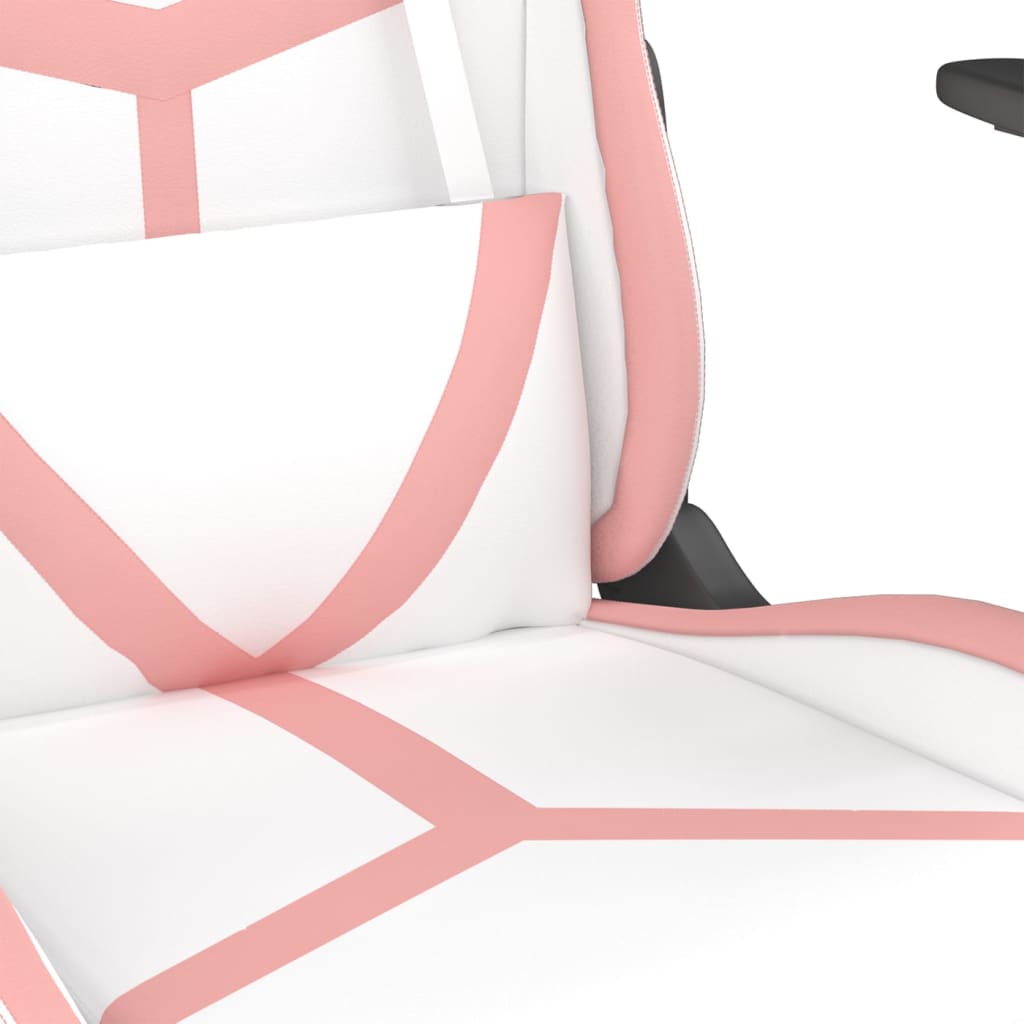 Gaming chair, white and pink, eco-leather