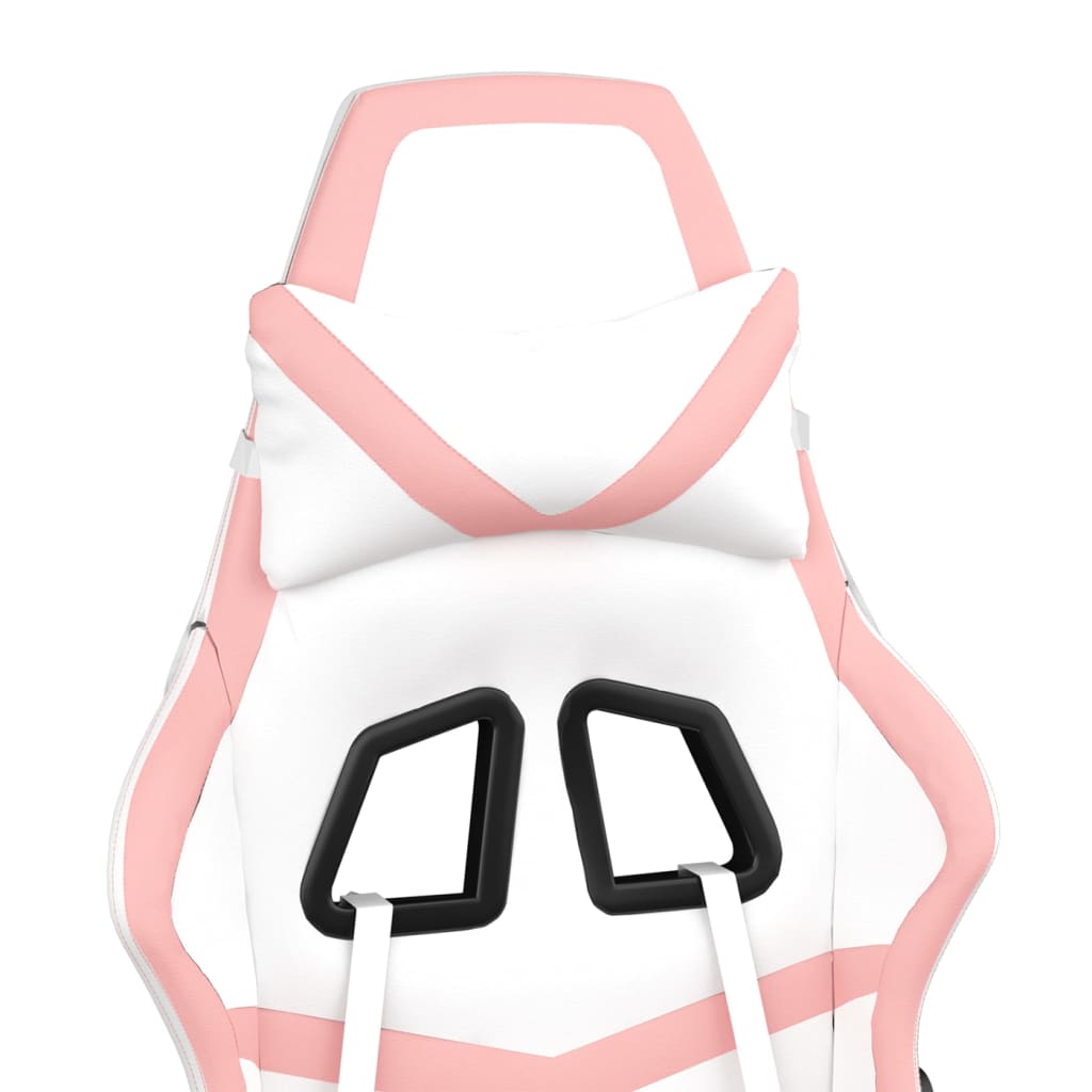 Gaming chair, white and pink, eco-leather