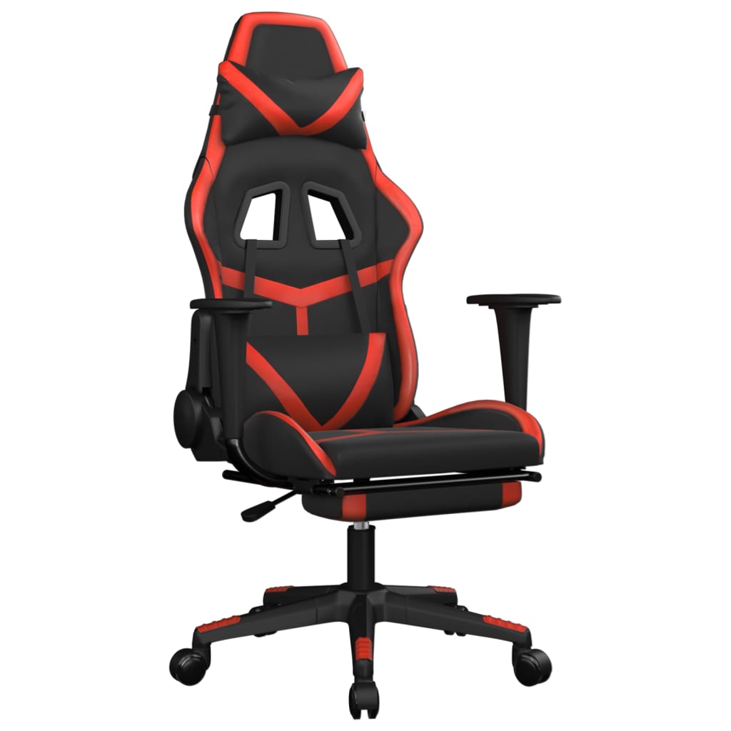 Gaming chair with footrest, black/red, eco-leather