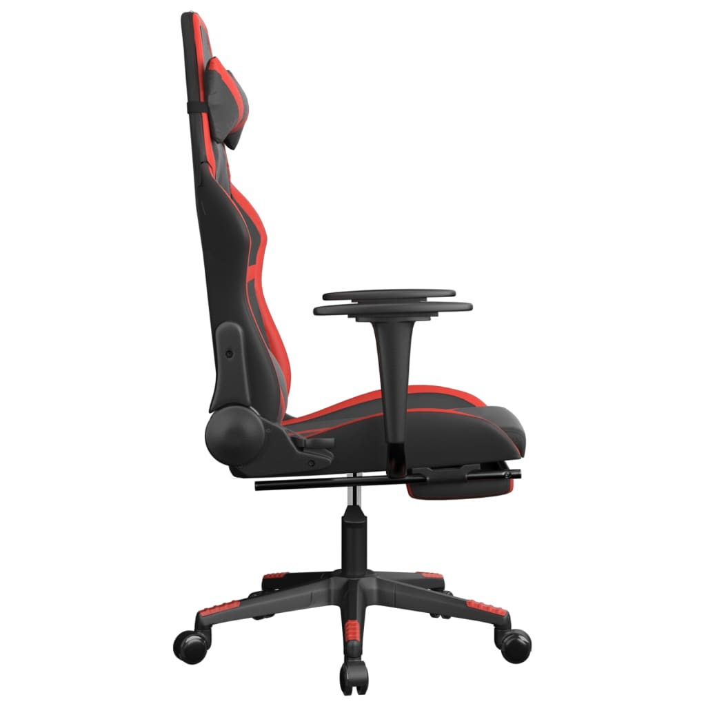 Gaming chair with footrest, black/red, eco-leather