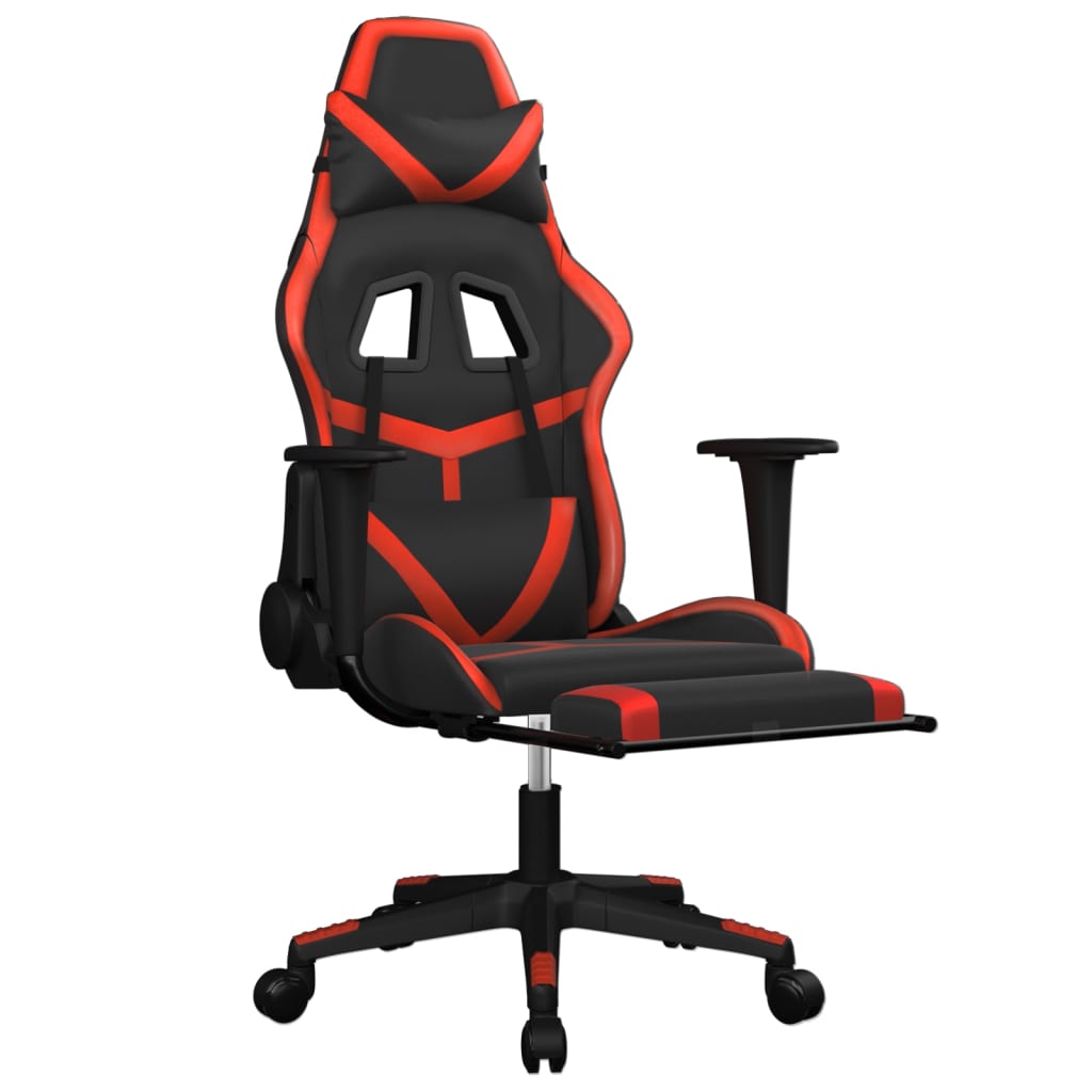 Gaming chair with footrest, black/red, eco-leather