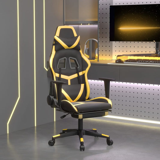 Gaming chair with footrest black/gold, eco-leather