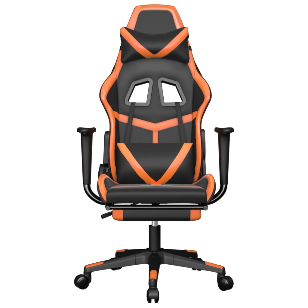 Gaming chair with footrest, black/orange, eco-leather