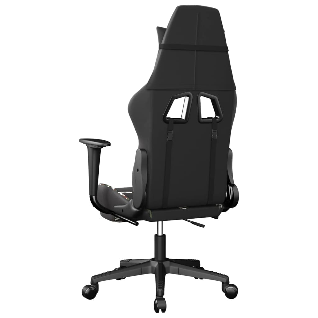 Gaming chair with footrest, black/camouflage, eco-leather