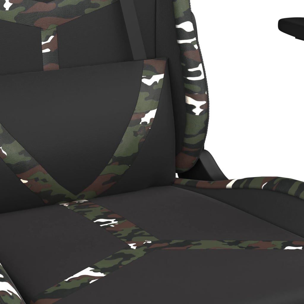 Gaming chair with footrest, black/camouflage, eco-leather