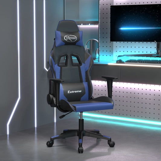 Gaming chair, black and blue, eco-leather