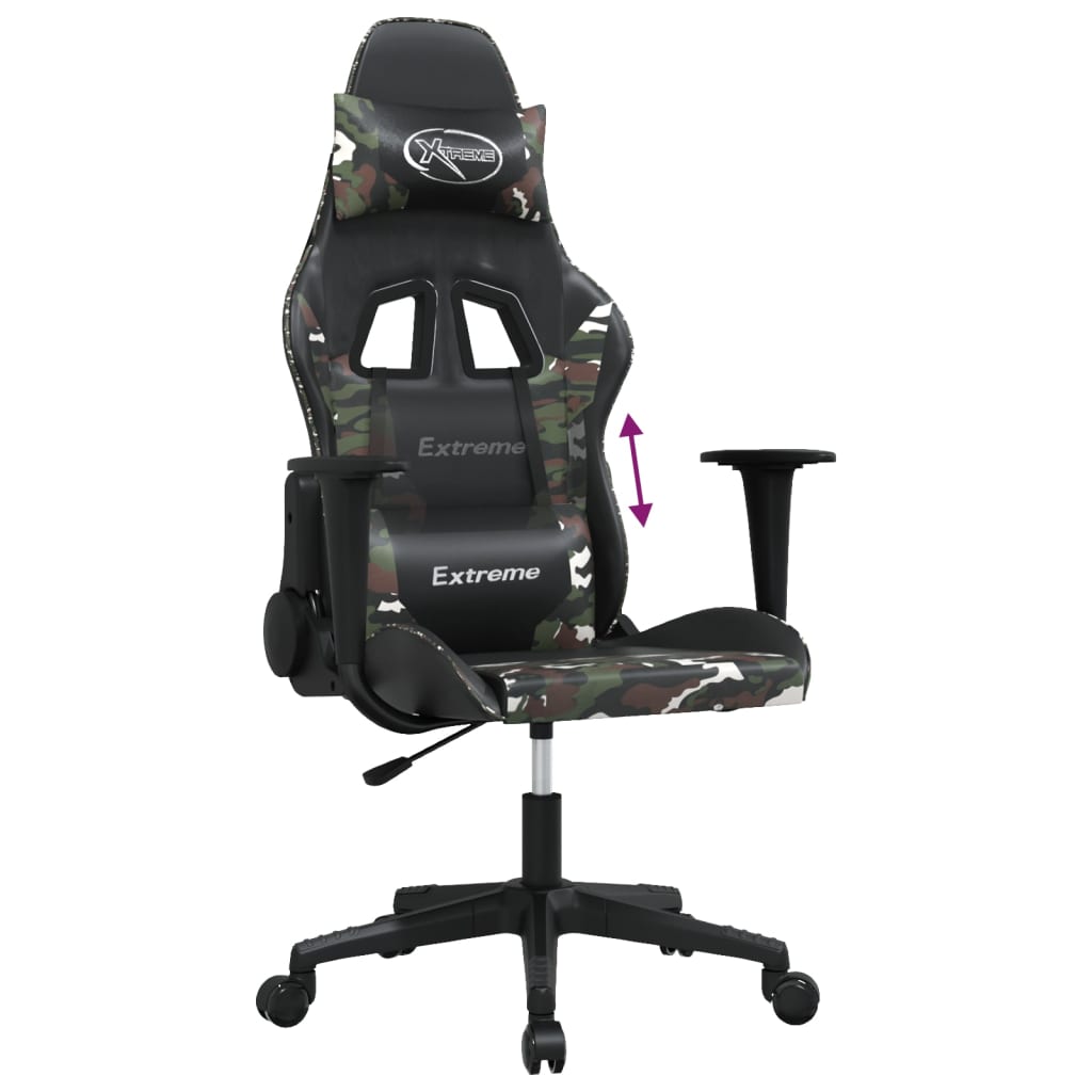 Gaming chair, black and camouflage, eco-leather