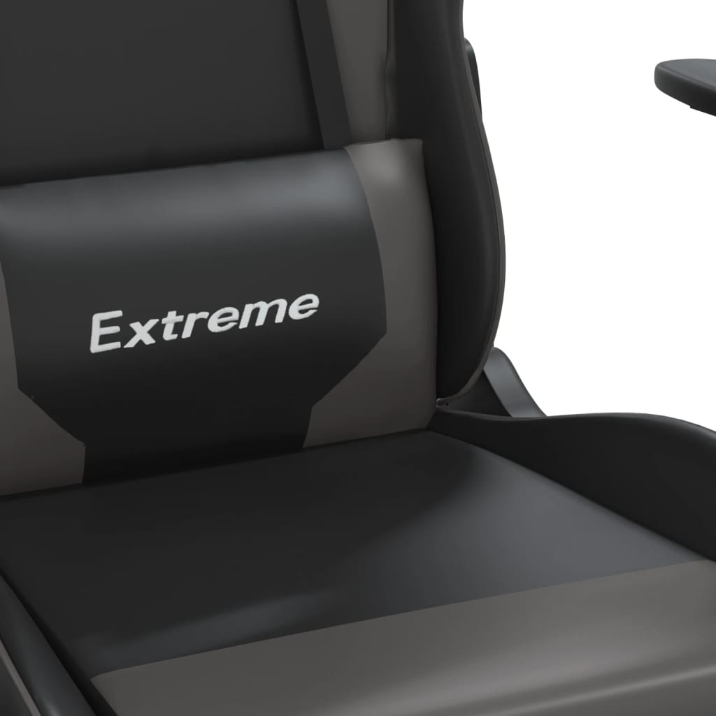 Gaming chair with footrest, black/gray, eco-leather