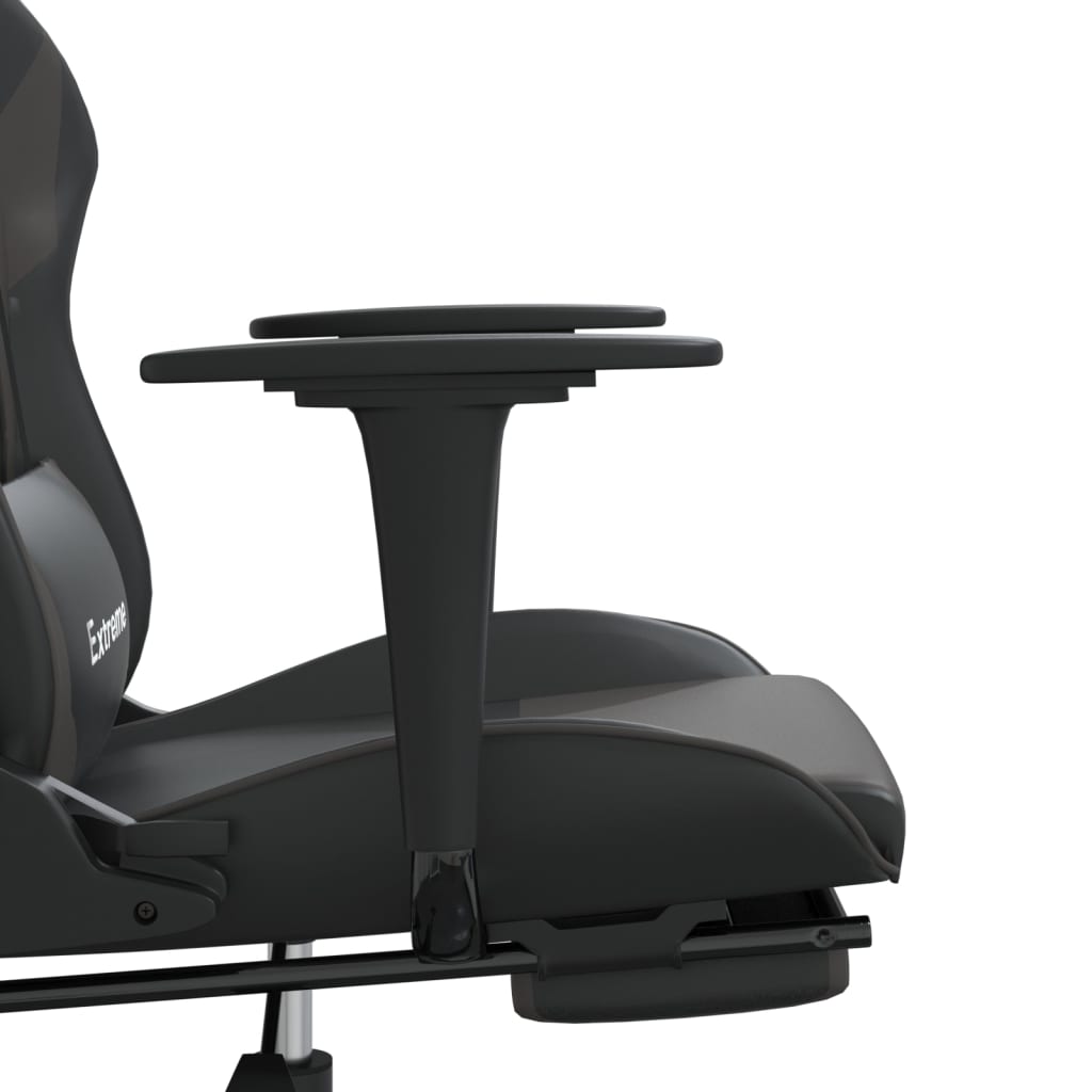 Gaming chair with footrest, black/gray, eco-leather