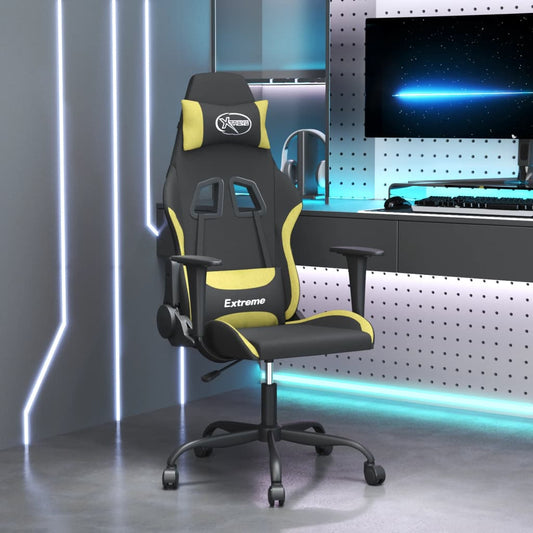 Gaming chair, black and light green, textile