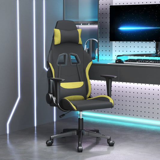 Gaming chair, black and light green, textile