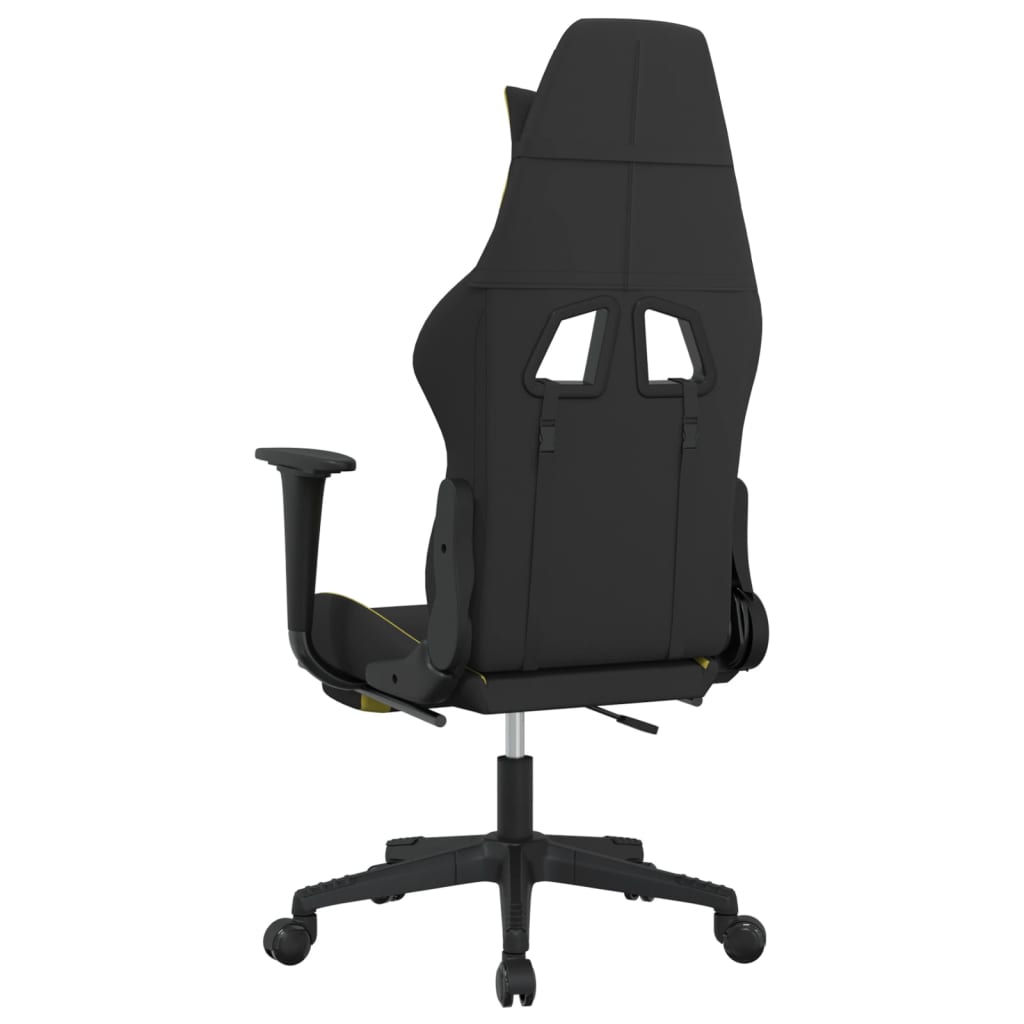 Gaming chair with footrest, black/light green, textile