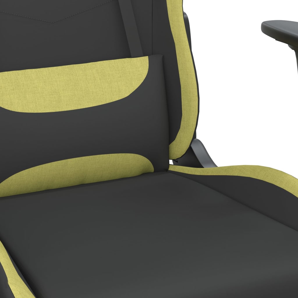 Gaming chair with footrest, black/light green, textile