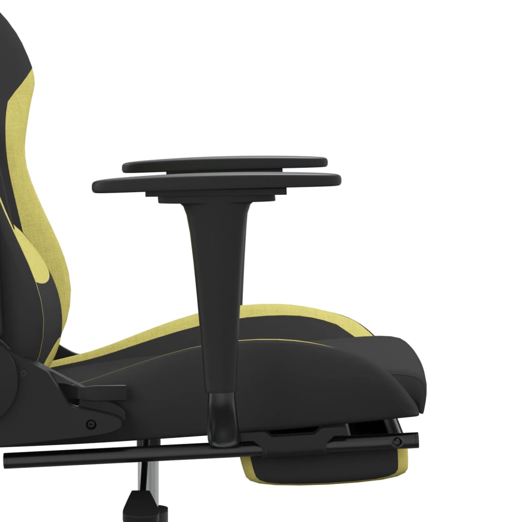 Gaming chair with footrest, black/light green, textile