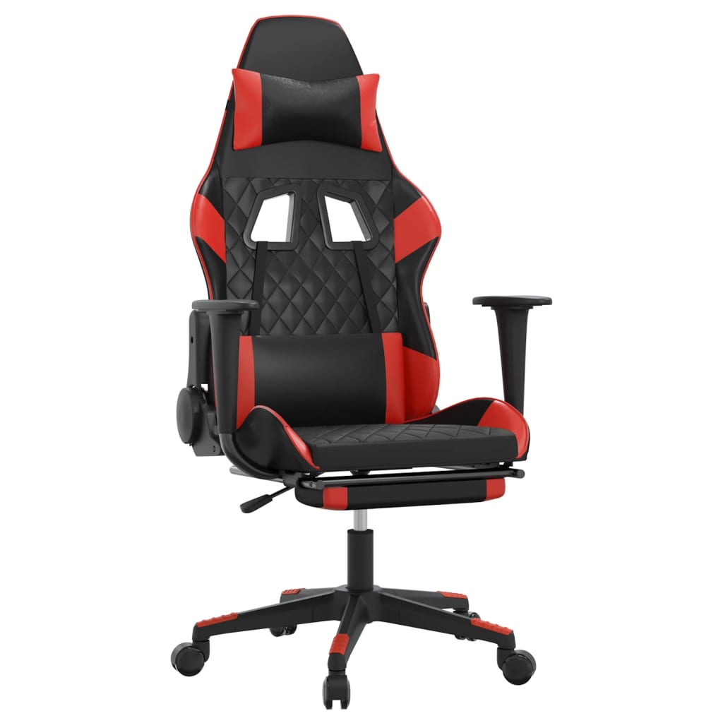 Gaming chair with footrest, black/red, eco-leather