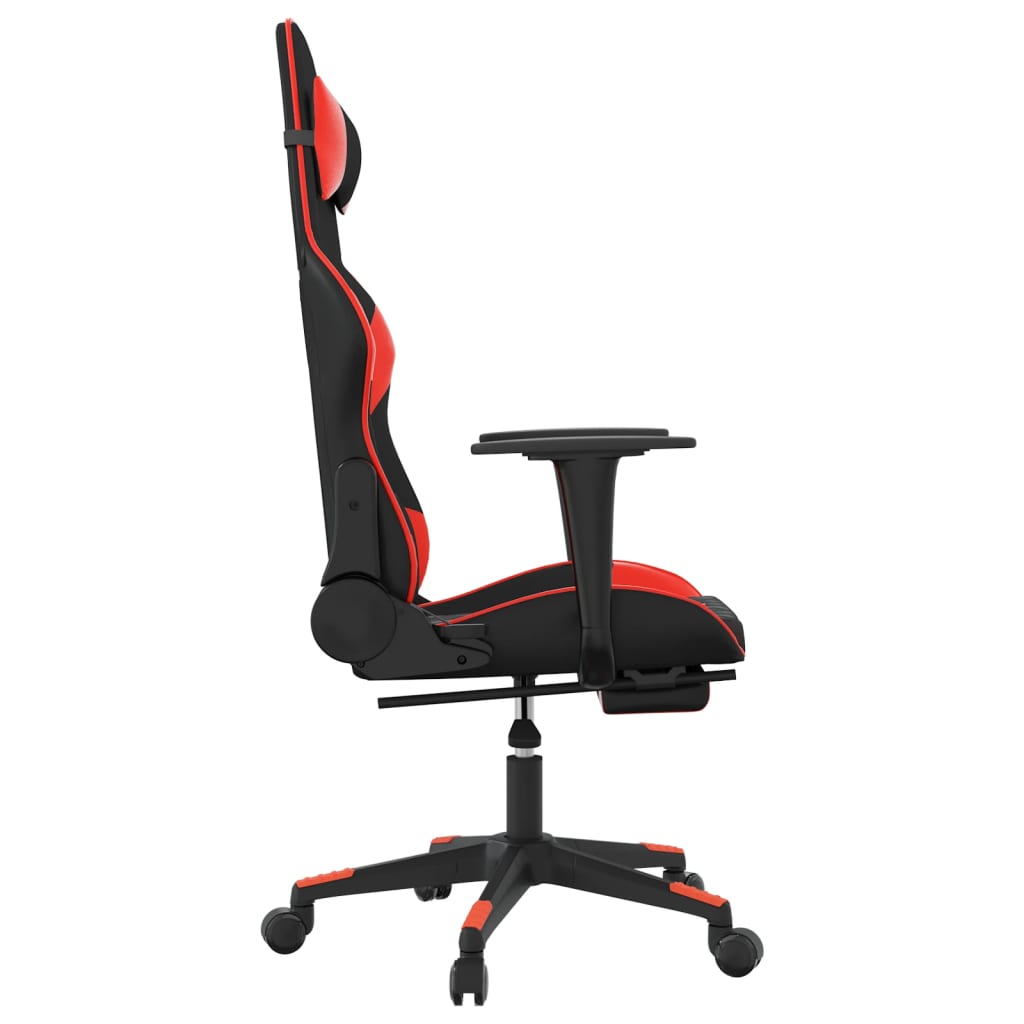 Gaming chair with footrest, black/red, eco-leather