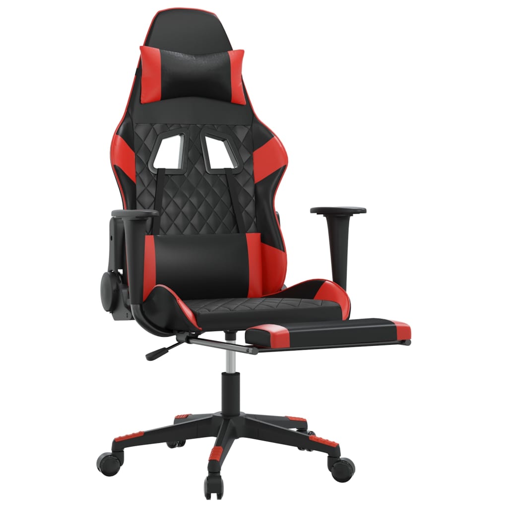 Gaming chair with footrest, black/red, eco-leather