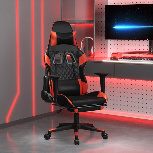 Gaming chair with footrest, black/red, eco-leather