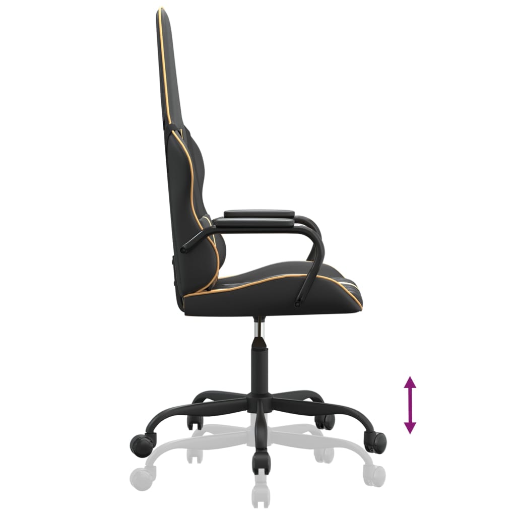 Gaming chair, black and gold, eco-leather