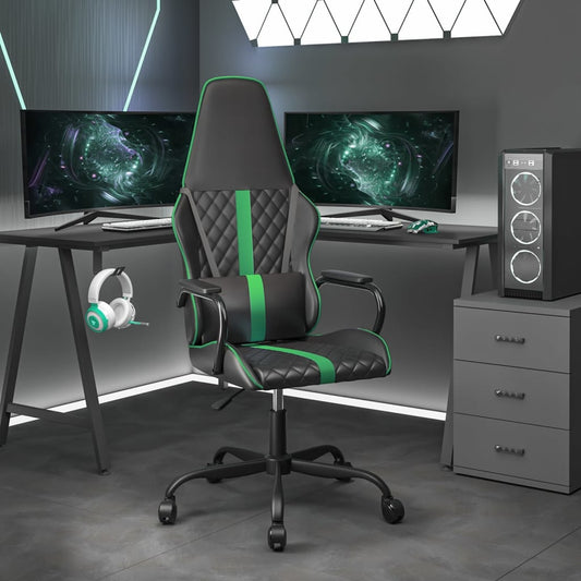 Gaming chair, black and green, eco-leather