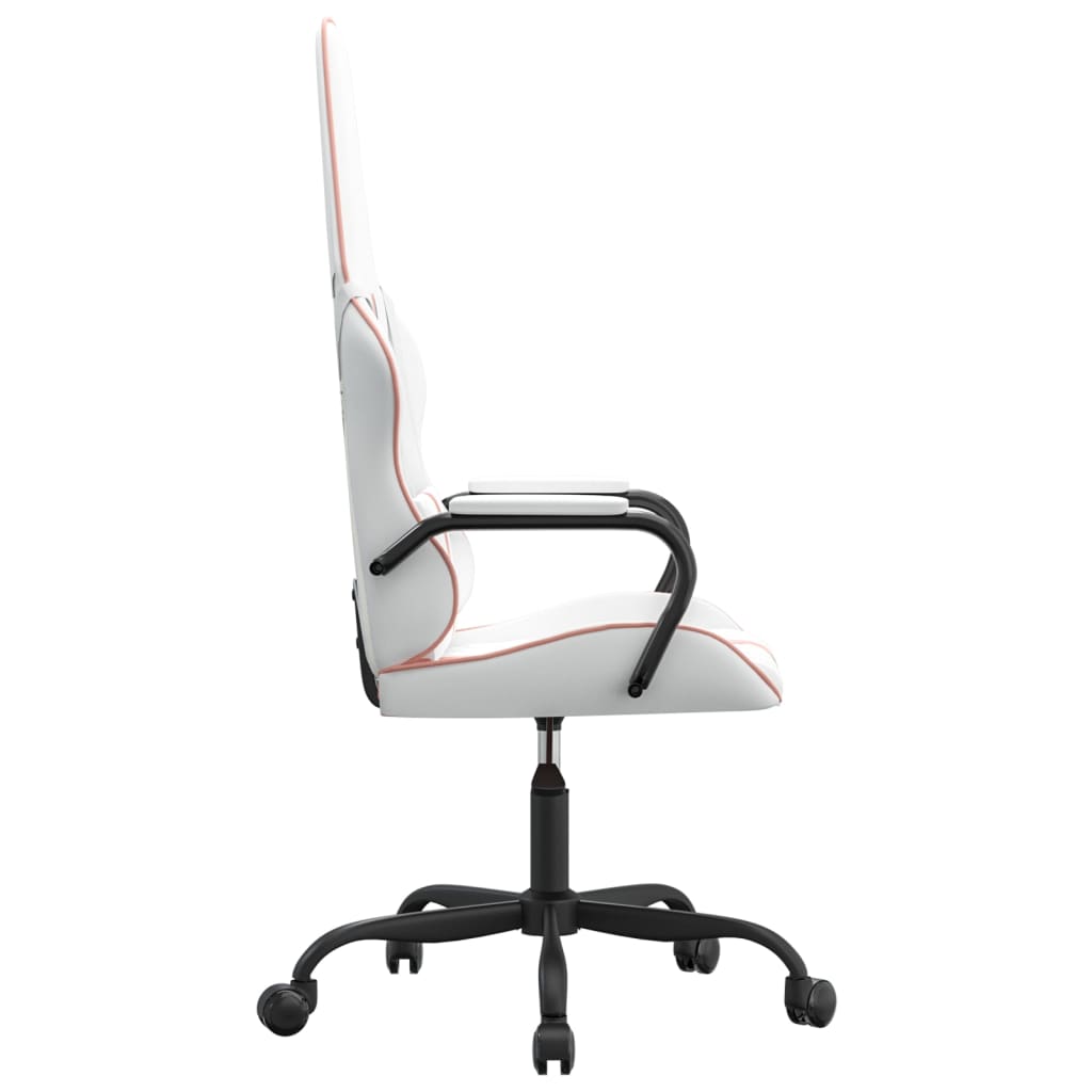 Gaming chair, white and pink, eco-leather