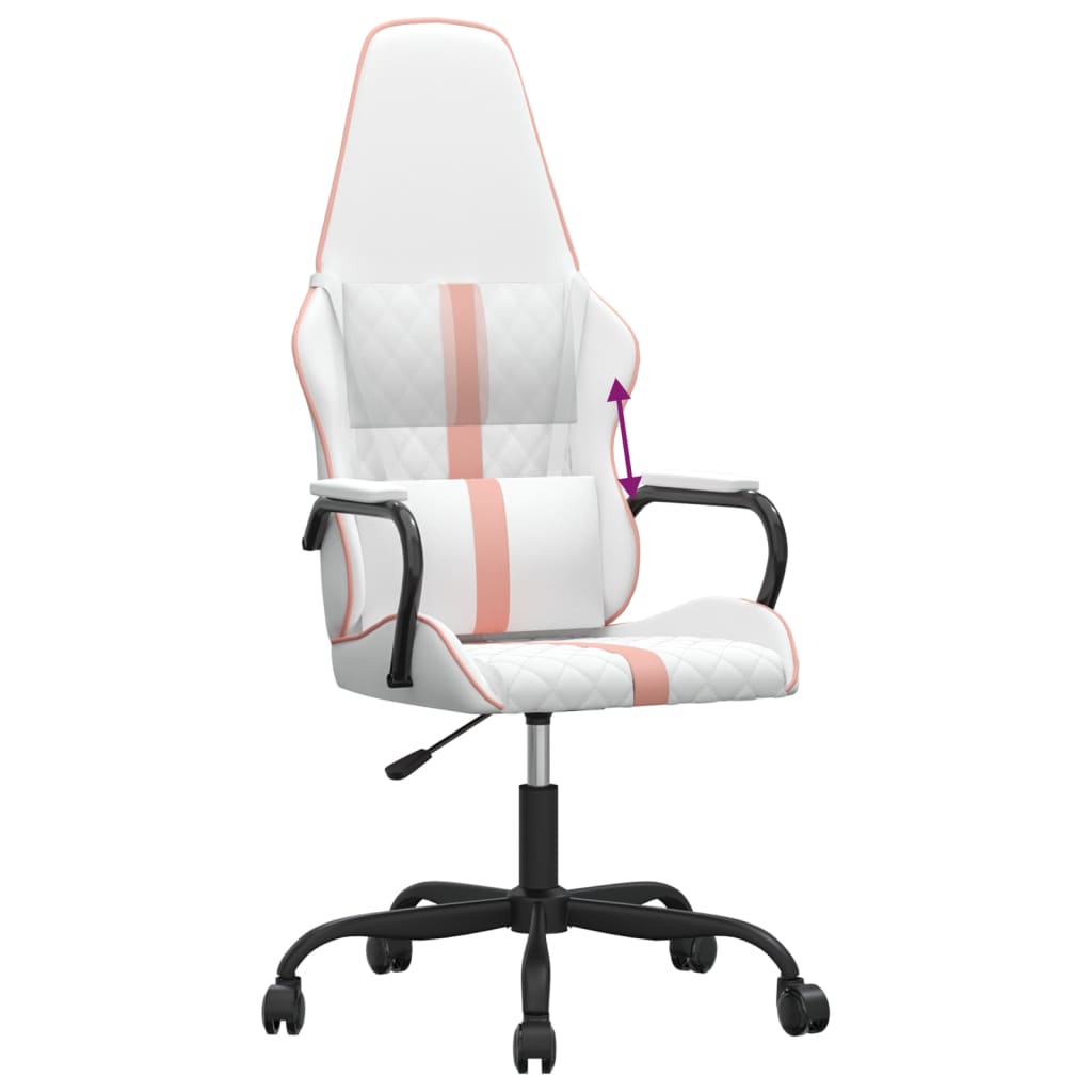 Gaming chair, white and pink, eco-leather