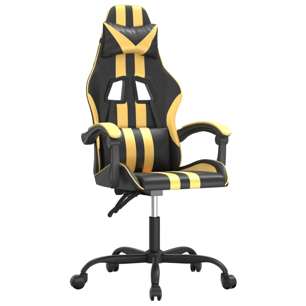 Gaming chair, black and gold, eco-leather