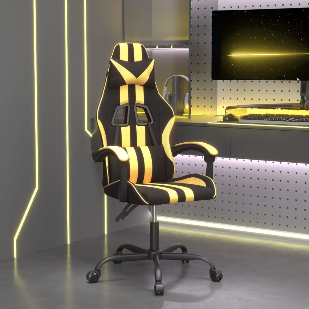 Gaming chair, black and gold, eco-leather