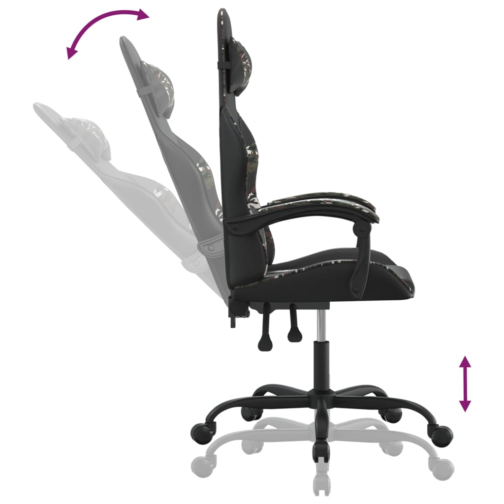 Gaming chair, black and camouflage, eco-leather