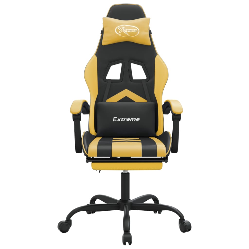 Gaming chair with footrest black/gold, eco-leather