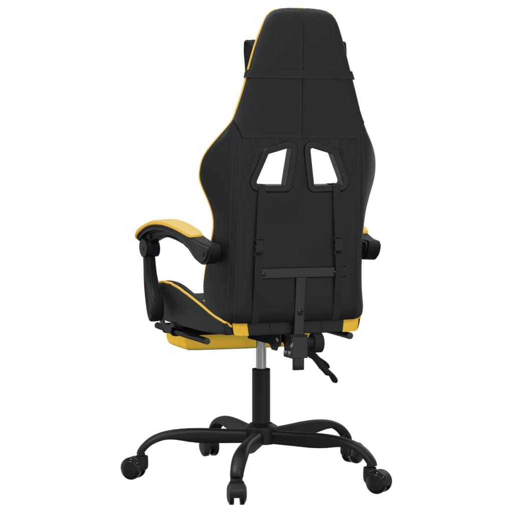 Gaming chair with footrest black/gold, eco-leather