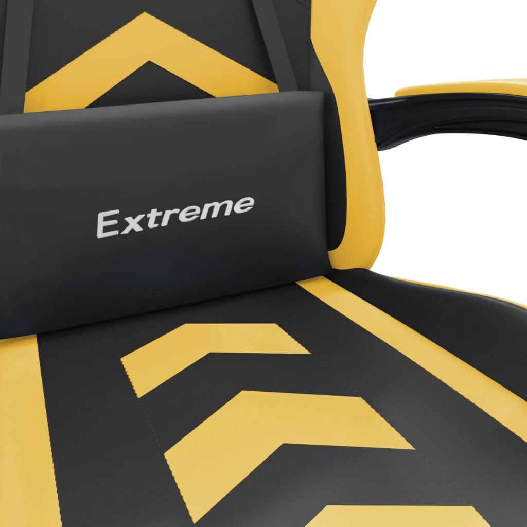 Gaming chair with footrest black/gold, eco-leather