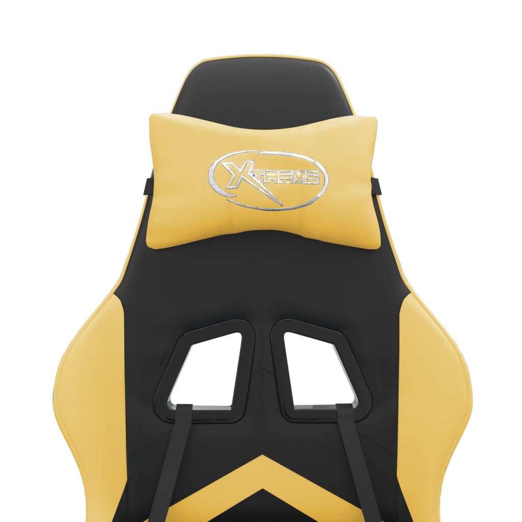 Gaming chair with footrest black/gold, eco-leather