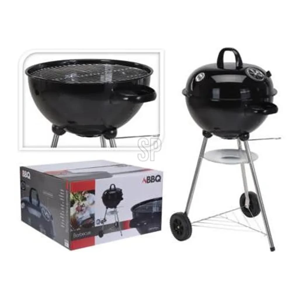 Cylindrical BBQ grill, black