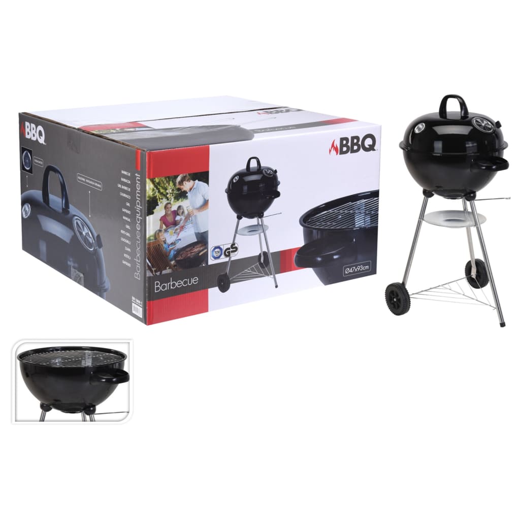 Cylindrical BBQ grill, black