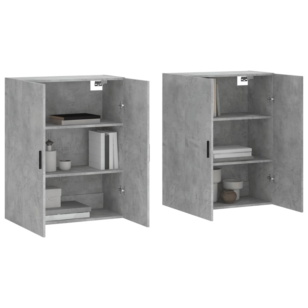 Wall-mounted cabinet, 2 pcs, concrete grey, 69.5x34x90 cm