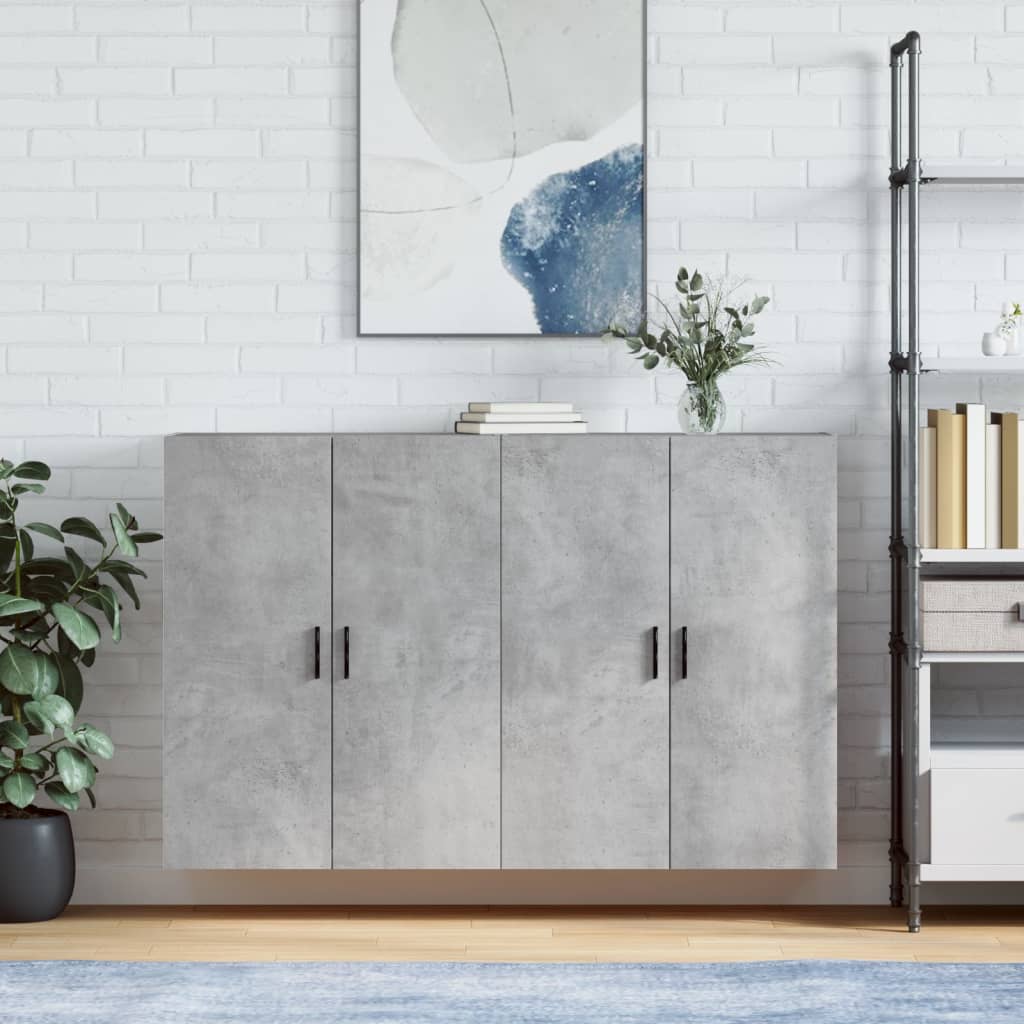 Wall-mounted cabinet, 2 pcs, concrete grey, 69.5x34x90 cm