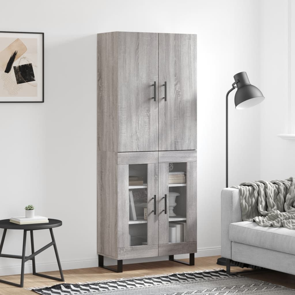 Tall cabinet, sonoma gray, 69.5x34x180 cm, composite wood