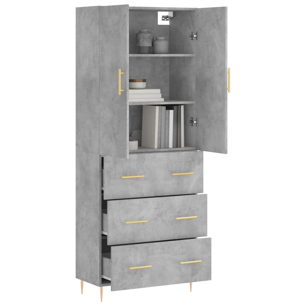 Tall cabinet, concrete gray, 69.5x34x180, composite wood