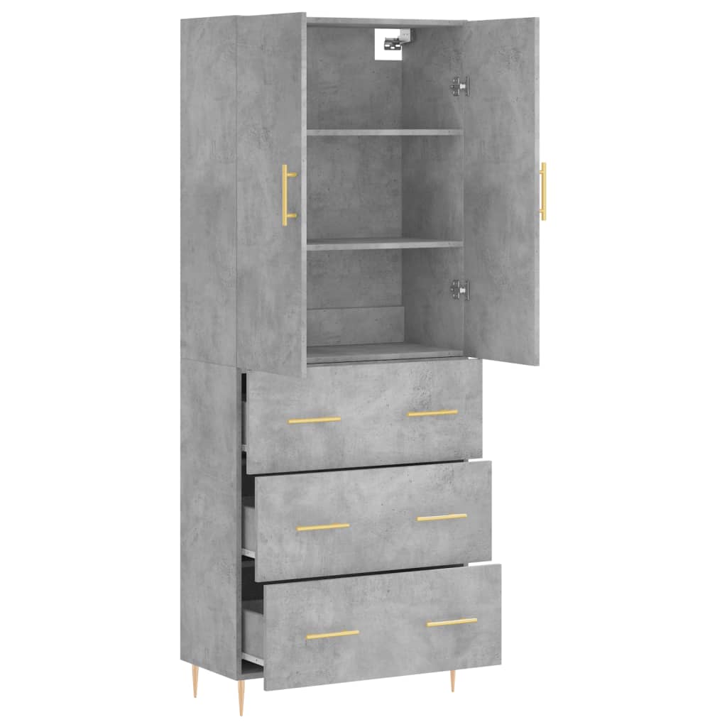 Tall cabinet, concrete gray, 69.5x34x180, composite wood