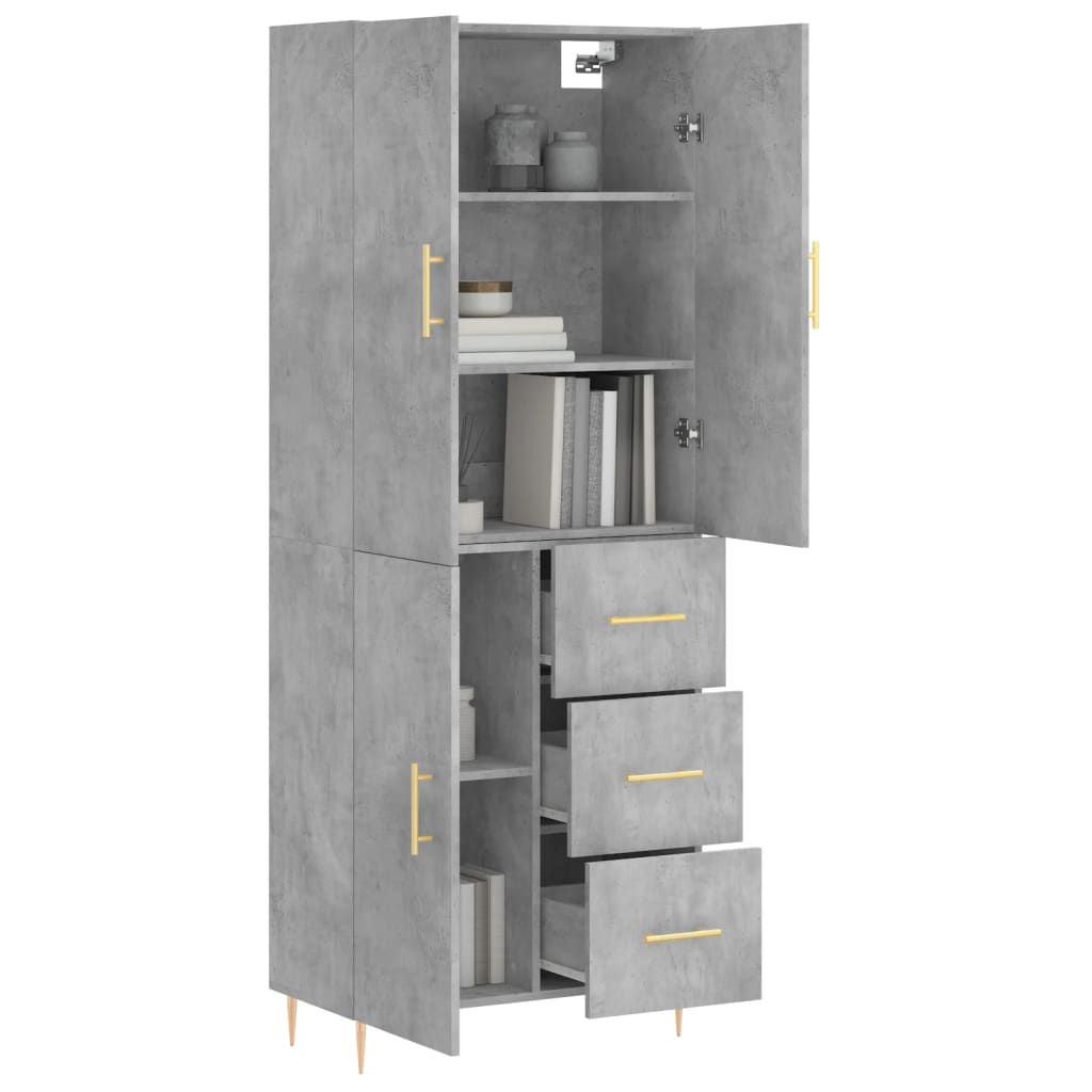 Tall cabinet, concrete gray, 69.5x34x180, composite wood