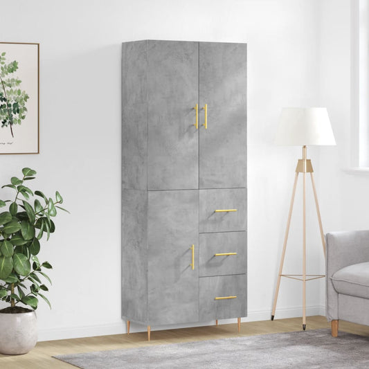 Tall cabinet, concrete gray, 69.5x34x180, composite wood