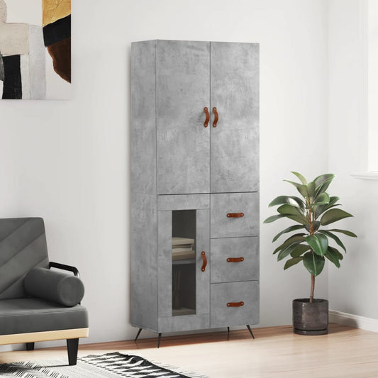 Tall cabinet, concrete gray, 69.5x34x180, composite wood