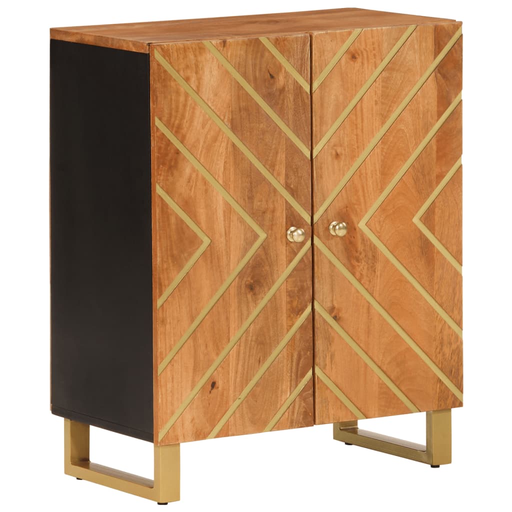 Side cabinet, brown and black, 60x33.5x75 cm solid mango wood