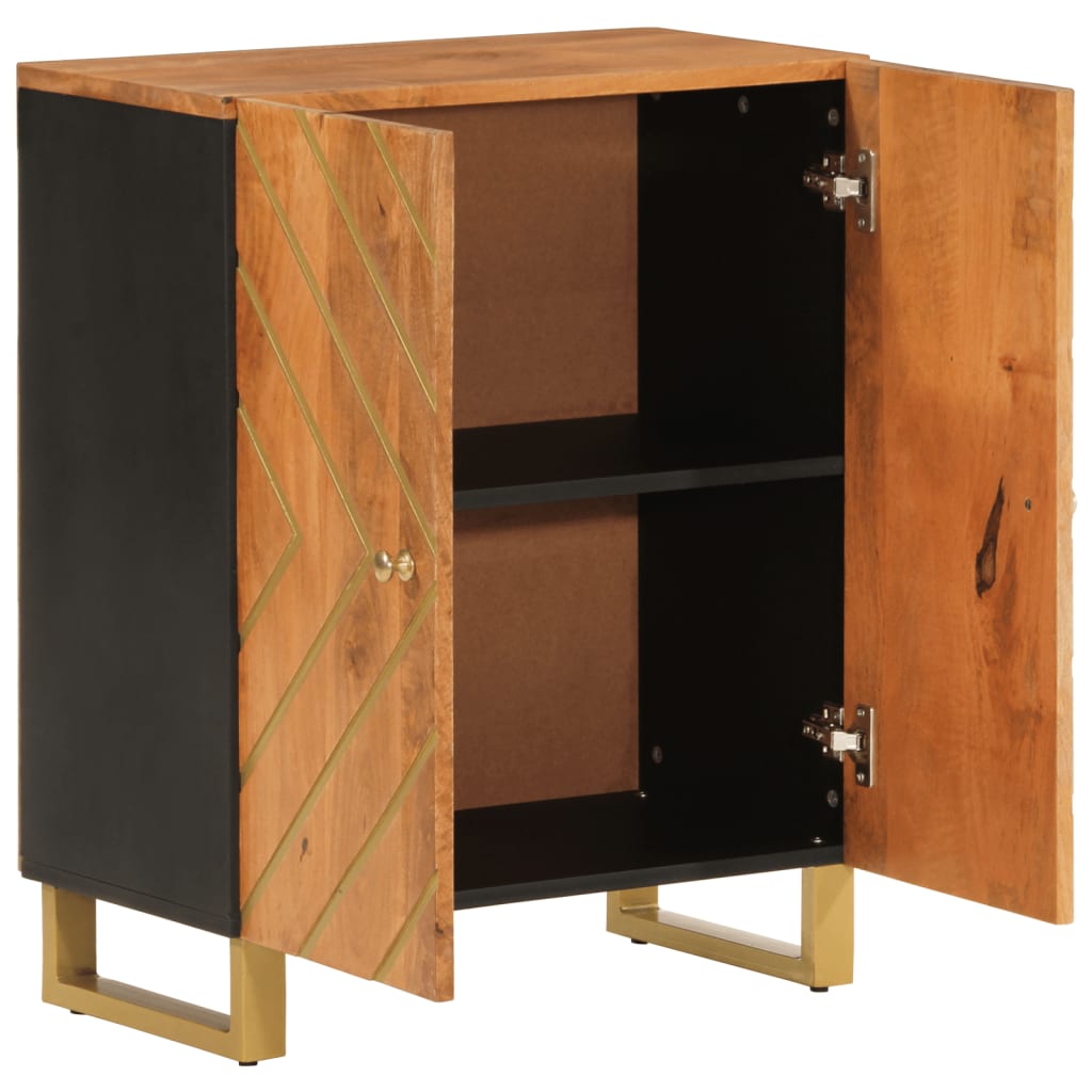 Side cabinet, brown and black, 60x33.5x75 cm solid mango wood